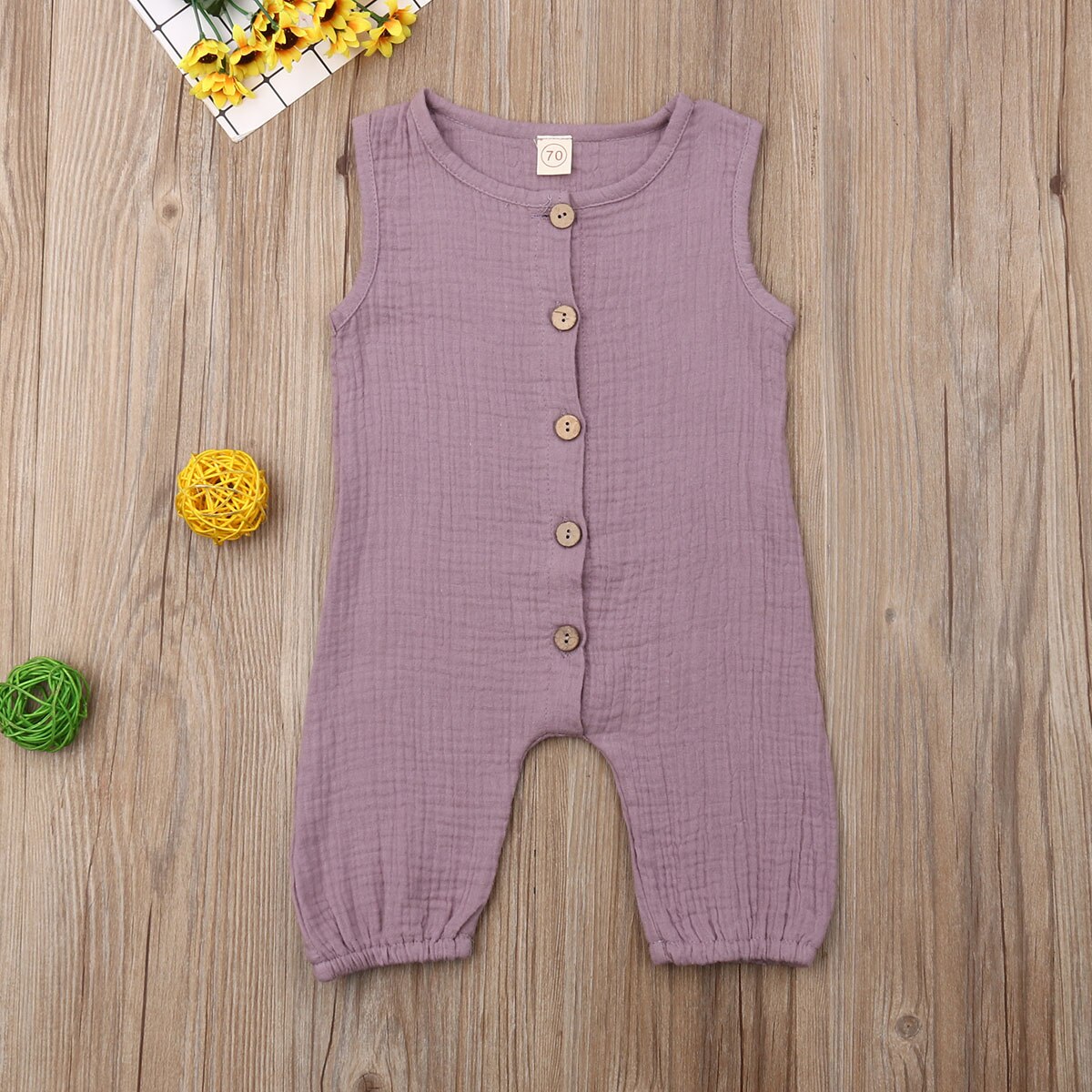 Stijl Pasgeboren Baby Meisjes Jongens Knop Mouwloze Schattige Romper Zomer Jumpsuit Outfits Kleding 6-24Months