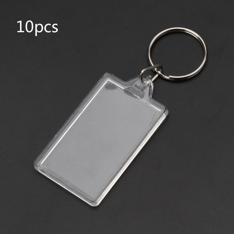 10Pcs Picture Blank Keyrings Transparent Acrylic Key Chains Insert Your Photo Picture Frame Keyring DIY Split Ring: 5