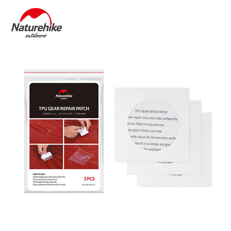 Naturehike 3 stk/parti tpu gear reparation patch vandtæt patch telt sovepose måtter brug camping tilbehør