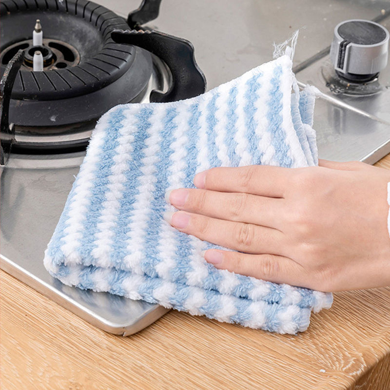 Lingettes en microfibre pour la vaisselle, 5 pièces, chiffon de nettoyage épais, lingette de cuisine, accessoires de nettoyage ménager