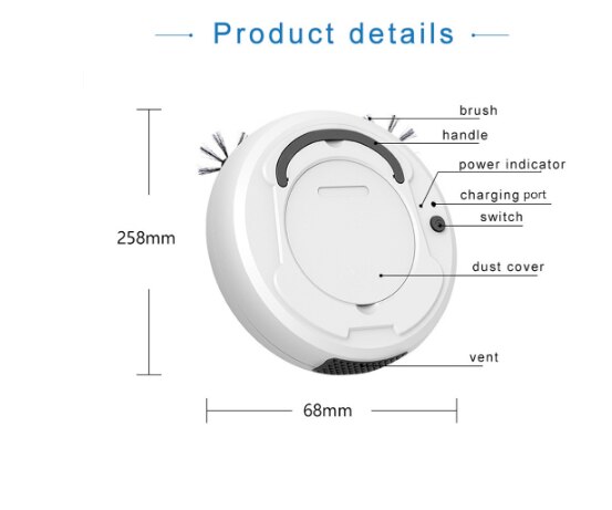 3-In-1 Multifunctionele Auto Smart Robot Floor Cleaner Oplaadbare Droog Nat Mop Vegen Stofzuiger Sterke Zuigkracht huis Schoon