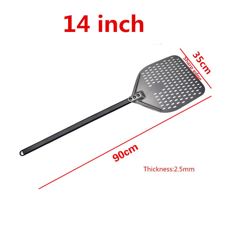 12 14 inch aluminum pizza shovel long handle pastry tool pizza shovel spatula cake baking flipper: 14inch 90cm