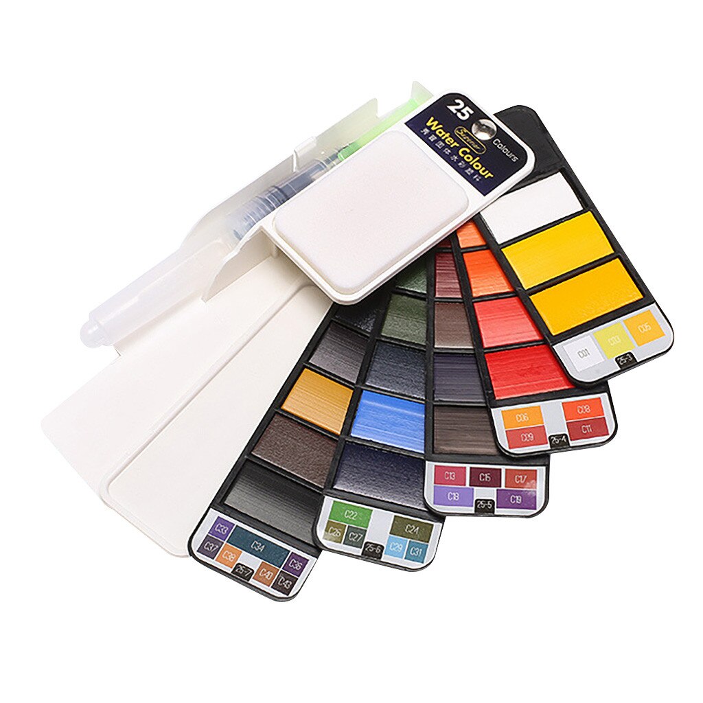 18/25/42 farver bærbar hvirvel solid akvarel pigmentmaling med vandbørste lys farve til tegning af kunstforsyninger: B