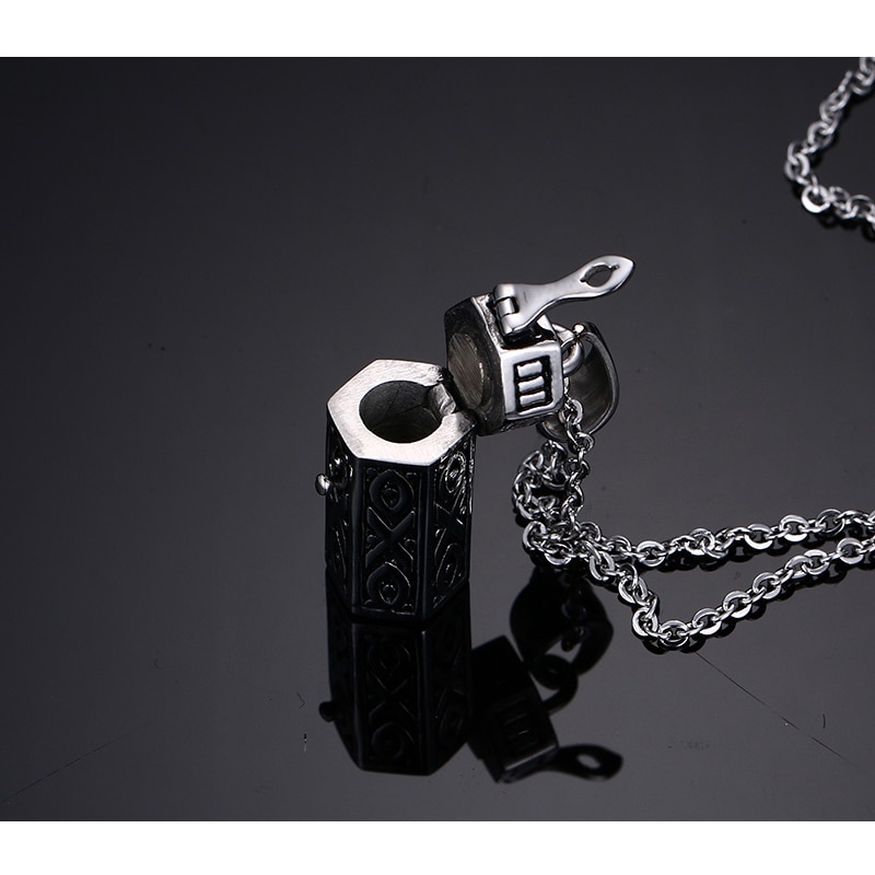 Mprainbow Men Necklaces Tubular Openable Remembrance Jewelry Stainless Steel Pendant Unisex Jewellery Collier , 20 inch