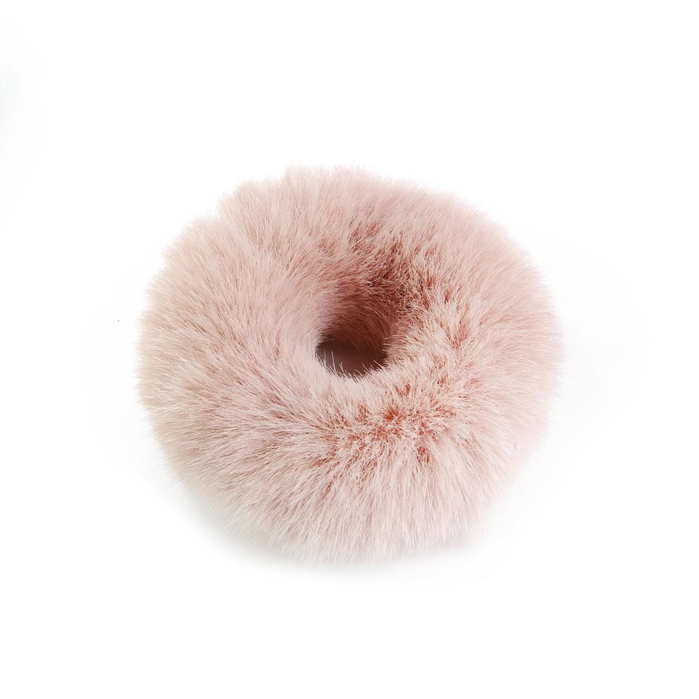 Temperament Colorful Furry Elastic Rubber Band Soft Plush Hair Rope For Women Girls Headwear Hair Accessories: Nude