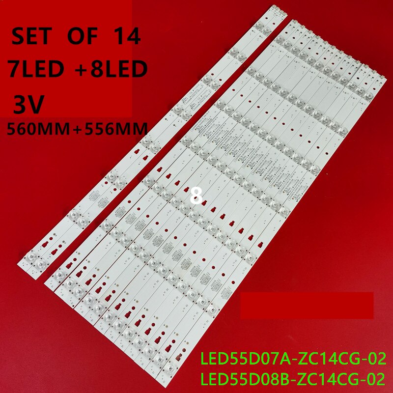 14 PIECE LED Backlight strip for MHDV5533-U4 LT-55C550 LED55D08B-ZC14CG-02 LED55D07A-ZC14CG-02 30355007206 LED55D8 LED55D7