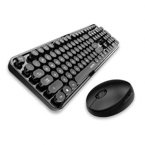 Teclado y ratón inalámbricos universales, 2,4G, conjunto de teclado mecánico portátil para el hogar y la Oficina: Black
