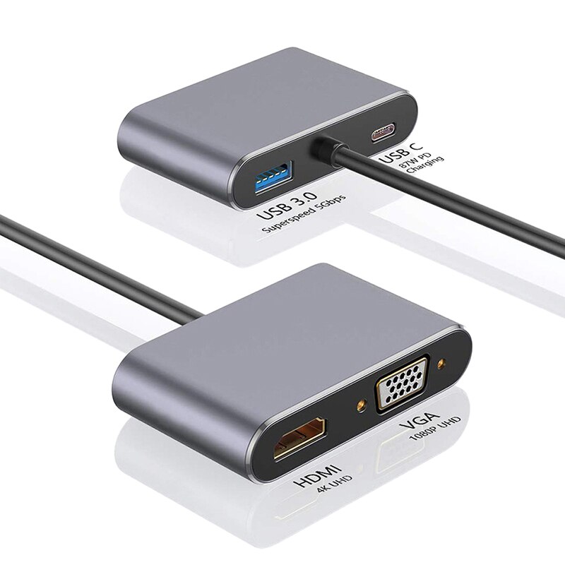 4 in 1 USB C HDMI Type C to HDMI 4K Adapter VGA USB3.0 o Video Converter PD 87W Fast Charger for Pro for Samsung S9