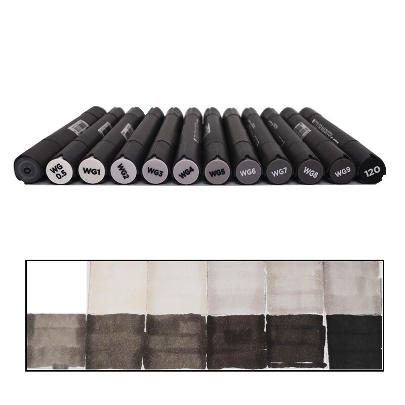 STA 6/12 Grau Farben Kunst Marker Graustufen Künstler Dual Kopf Marker einstellen für Pinsel Stift Malerei Marker Schule Schüler Lieferungen: 12 Wram grau