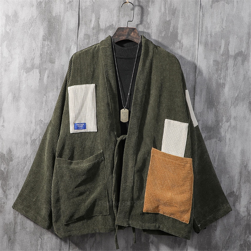 Kimono de Style japonais pour homme, manteau en velours, rétro, Harajuku, chemise femme, Streetwear, Cardigan samouraï asiatique Haori