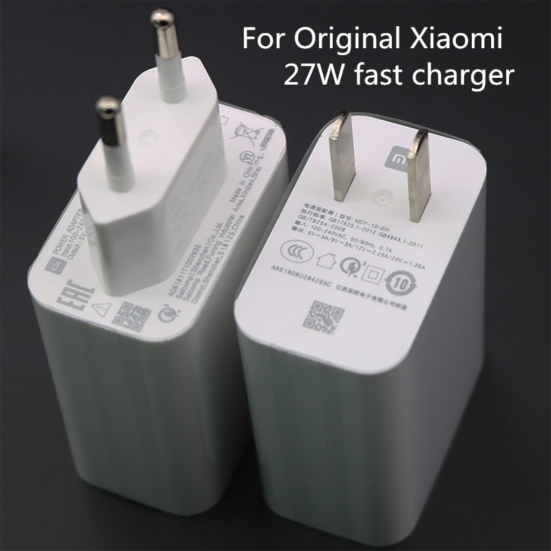 Original Xiaomi MDY-10-EL 27W cargador rápido carga turbo de la UE QC 4,0 adaptador para Mi9 9se 9T Nota 10 Redmi note 8T K20 K30 Pro