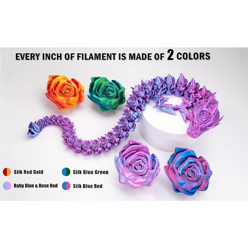 Filamento di seta PLA a dovuto colori 1kg fascio da 1.75mm, filamento a doppio colore, filamento 3D di coestrusione, cambio colore PLA di seta ogni pollice