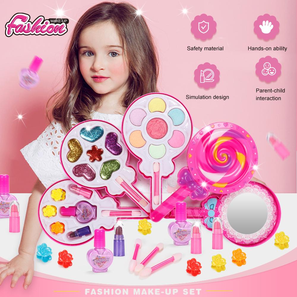 Girls Makeup Toy Safe Kids Cosmetics Make up Set Washable Beauty Makeup Box Baby Toys for Girls Birthday Pretend Play