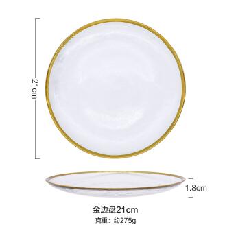 Luksus guldindlæg tallerken serveringsfad glas snack fad dessert fad kage tallerken sæt: B