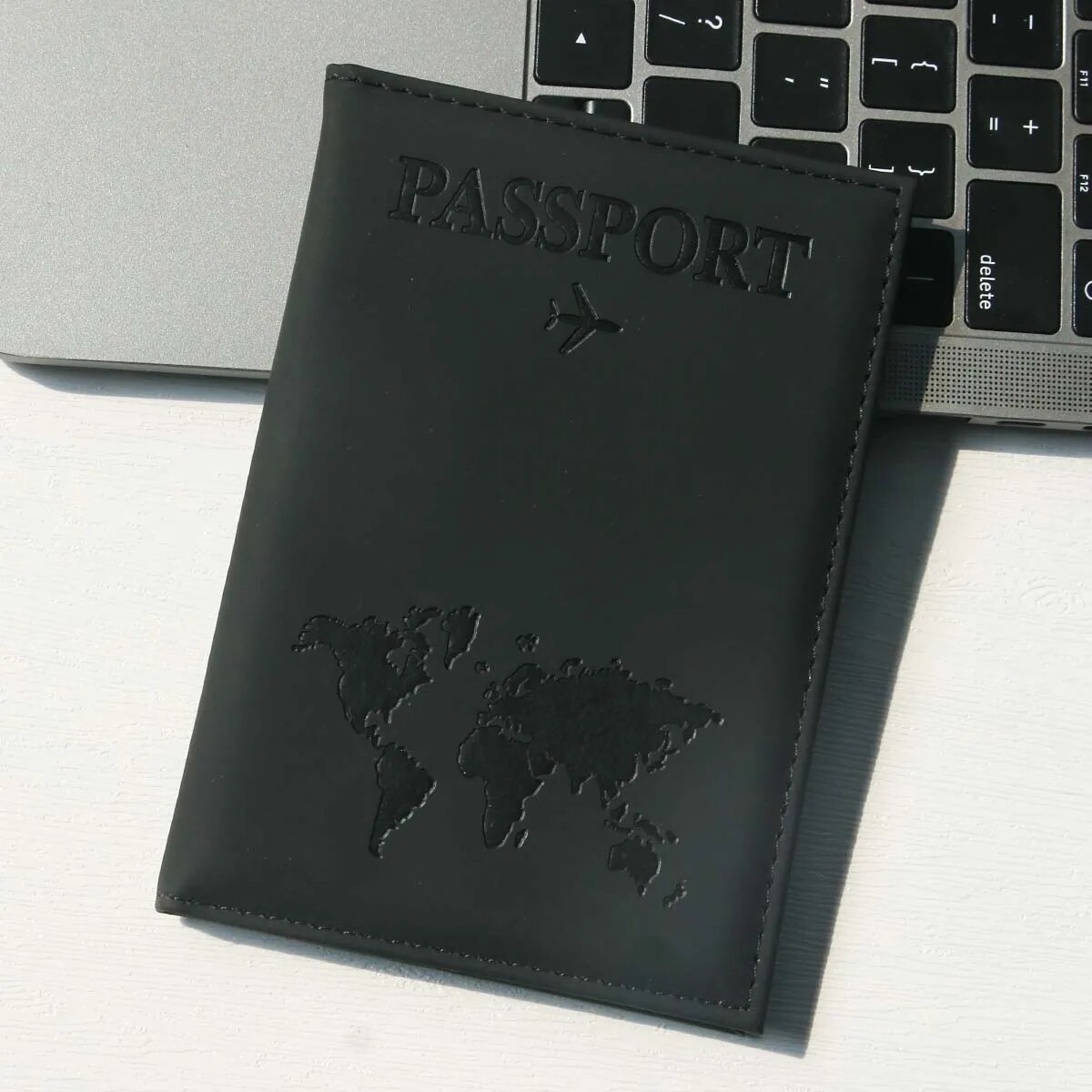 Passport Holder Map PU Passport Cover Travel Essential Cruise Must Have Passport Holders Slim and Portable for Travel: black