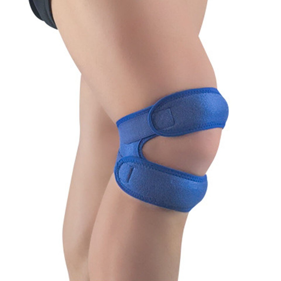 Fitness knæstøtte patella bælte elastisk bandage tape sportrem knæpuder beskyttelsesbånd til knæbøjle fodbold: Blå