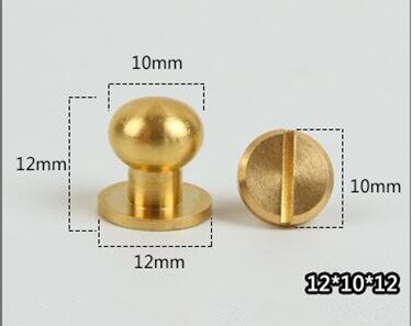 10 STUKS Ronde Kop Massief Messing Schroef Klinknagel Knop Lederen Tas Riem Stud Nail Knop Voor Naaien Handgemaakte DIY Accessoires materiaal: 12x10x12mm