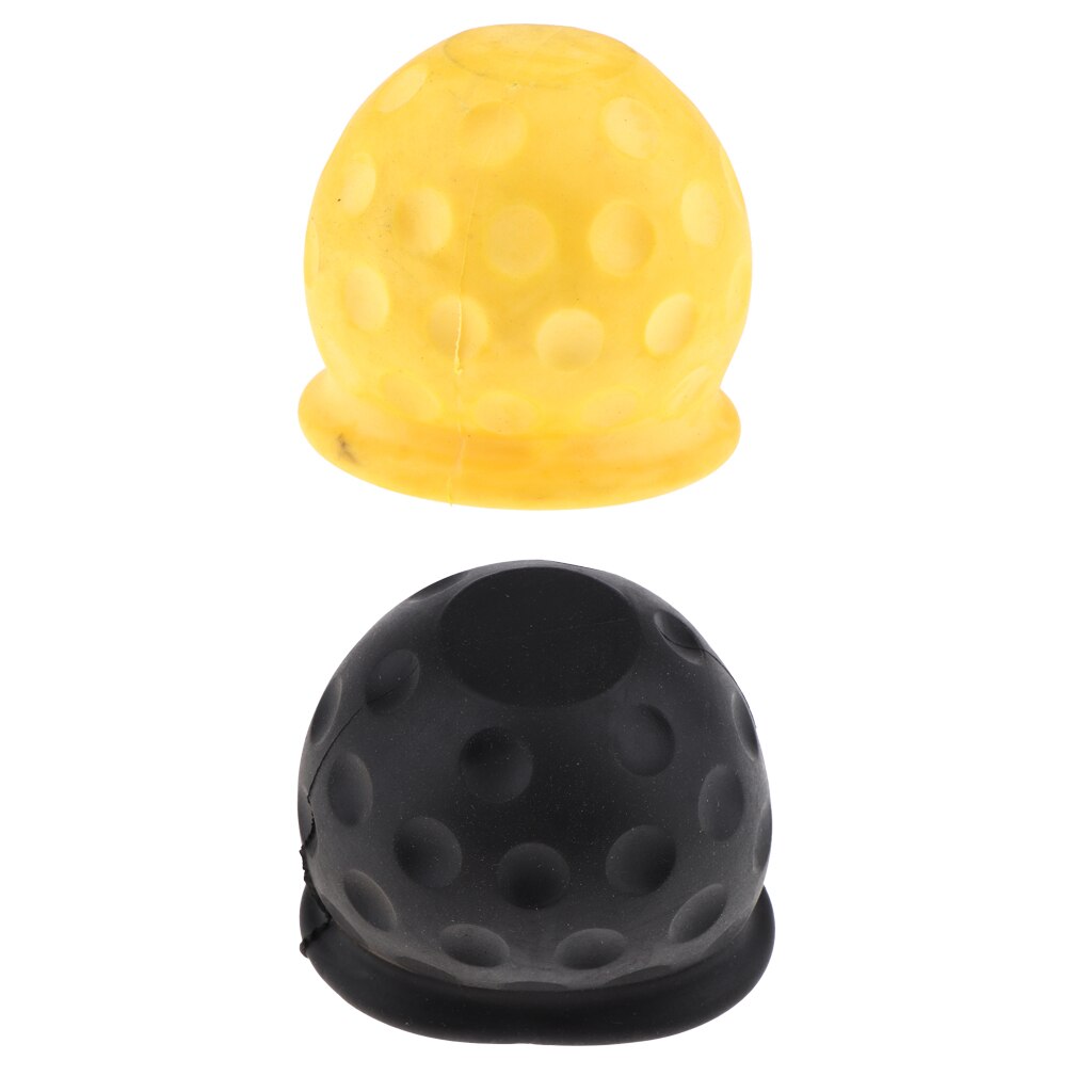 2x Car Durable Rubber Tow Ball Cap - Tow Cover - Yellow+Black