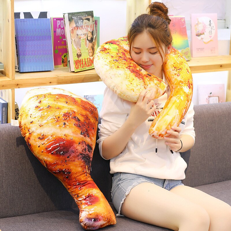 Simulation Food Real Life Style Pillow 20-70cm Personality Funny Chicken Legs Chicken Wings Shrimp Fish Stuffed Toy Cushion