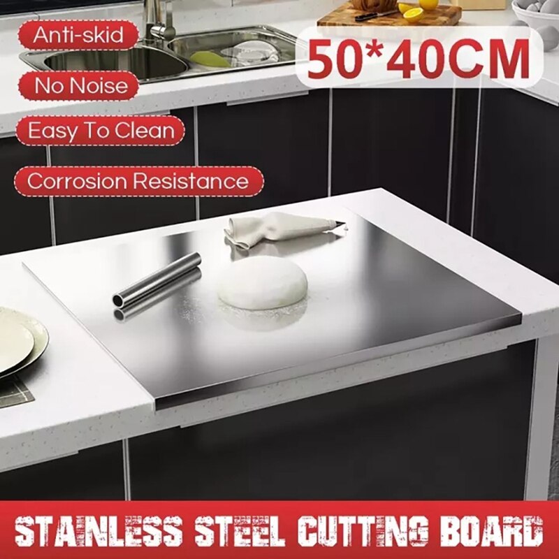 Large Stainless Steel Pad Pastry Board Cutting Rolling Dough Pad Non Stick Rolling Dough Mat Baking Flour Knead Pad