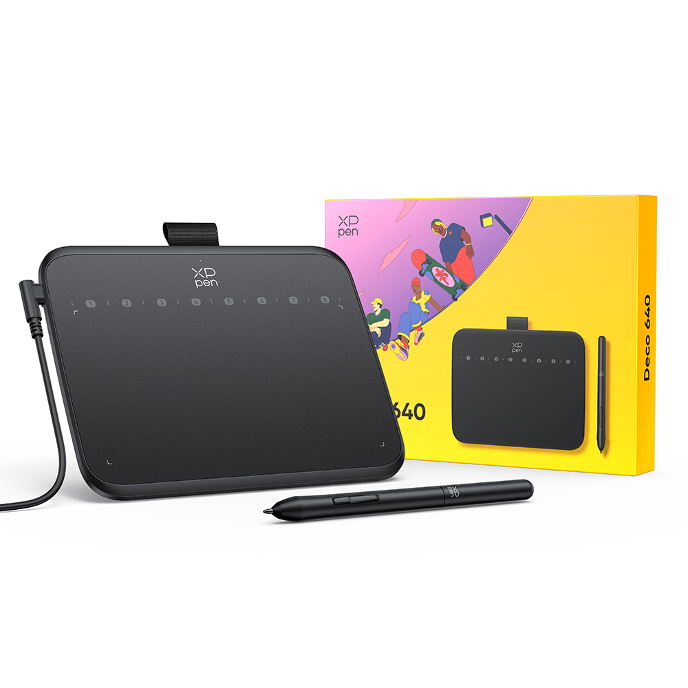 Xppen Deco 640 Grafische Pen Tablet 16384 Drukniveau 60 ° Kantelondersteuning 8 Sneltoetsen Voor Pc Android Game Osu