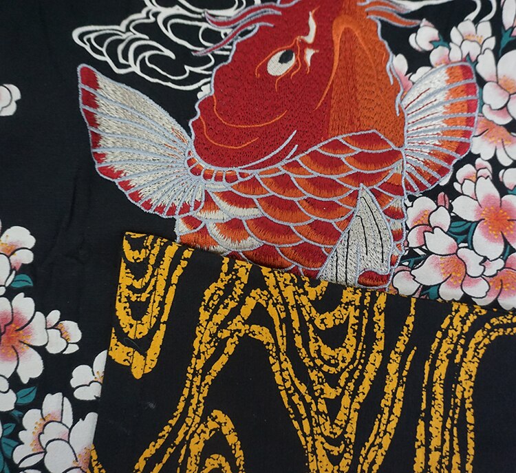 Punk Funk Rock T-shirt Harajuku japon fairy suka broderie Dragon et Koi Baseball uniforme maternité Vintage chemise