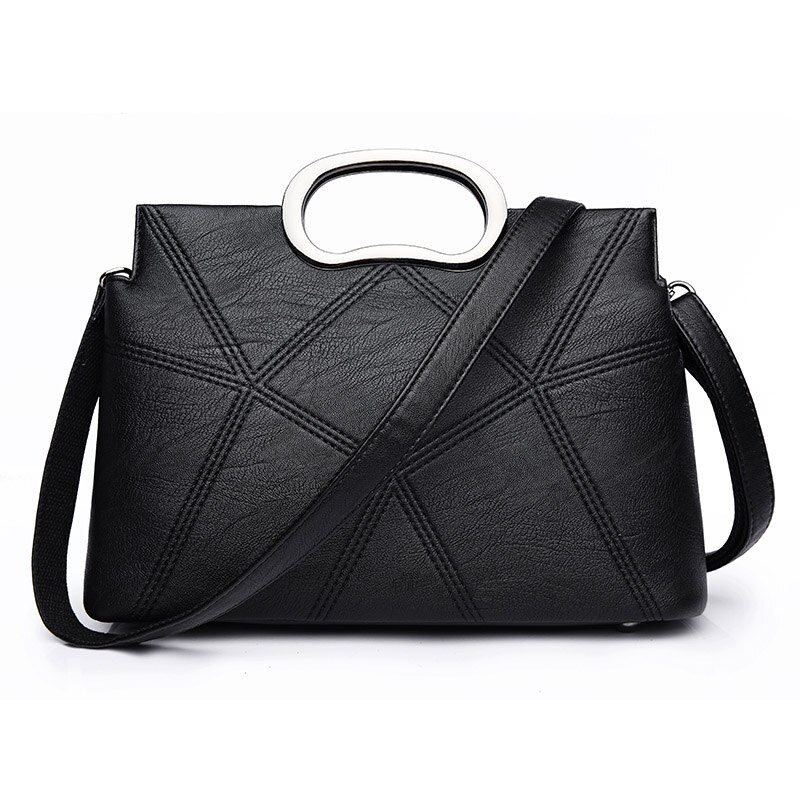 Vrouwen Handtassen Mode Hoge Pu Leer Vrouwen Tas Open Metalen Ring Enveloppen Draagbare Schouder Handtas 3883: 3883-Black