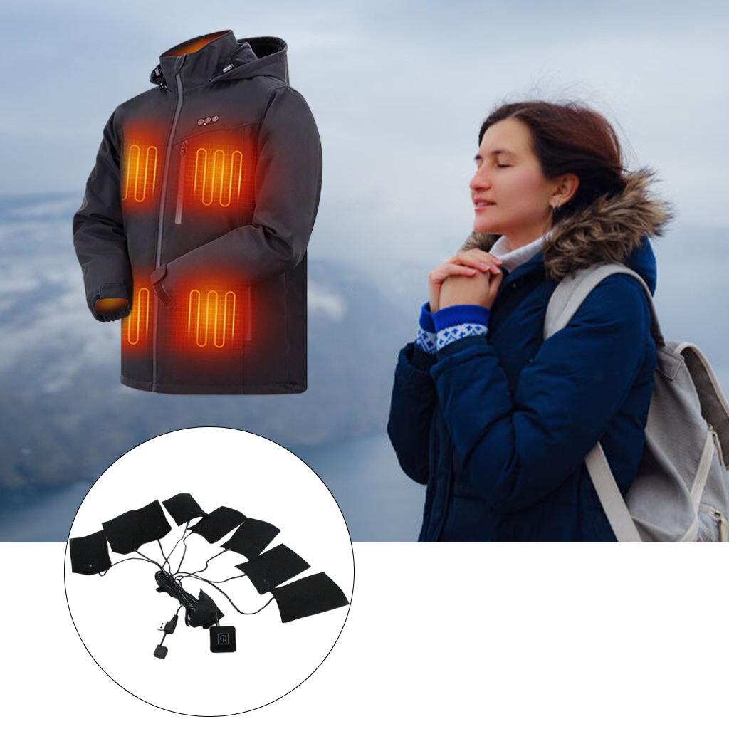Electric Heating Pads Clothes Heating Pad Winter Heated Jacket Waist Belly Warming Mat Heater Heat Pads: 8 in 1