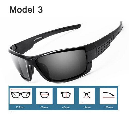 Newboler solbriller menn polariserte sportsfiske solbriller til menn gafas de sol hombre kjøringe sykkelbriller oculos masculino: Modell 3