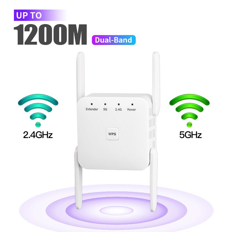 5G Draadloze Wifi Repeater Wi-fi Booster 1200Mbps Internet Signaal Booster Versterker Ethernet Poort Voor Reizen Wlan Router/Home Ap: US Plug