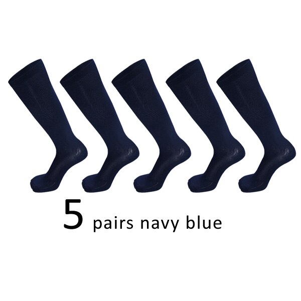 5 Pairs 20-30 Mmhg Graduated Compression Sport Socks Firm Pressure Circulation Orthopedic Support Stockings Hose Long Socks: Dark Blue / men