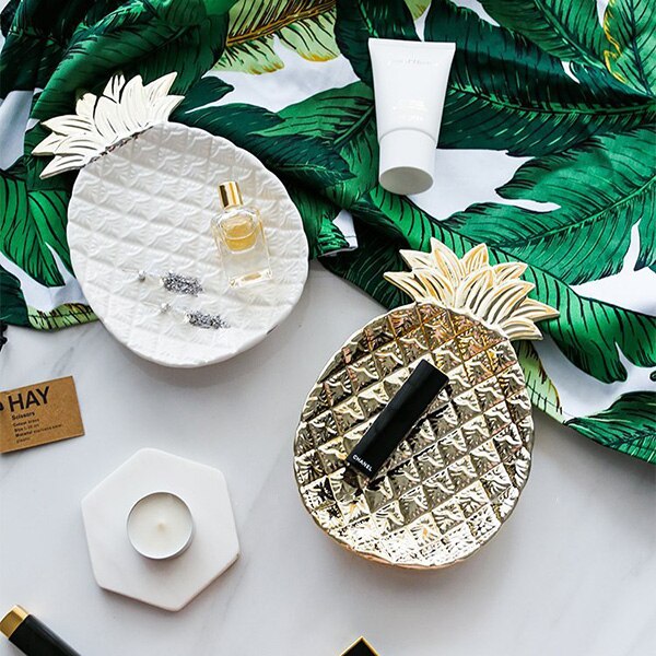 ! Pineapple Ceramic Storage Tray Pineapple Jewelry Pallet Food Pallet Dry Fruit Plate Home Decoration Plate white