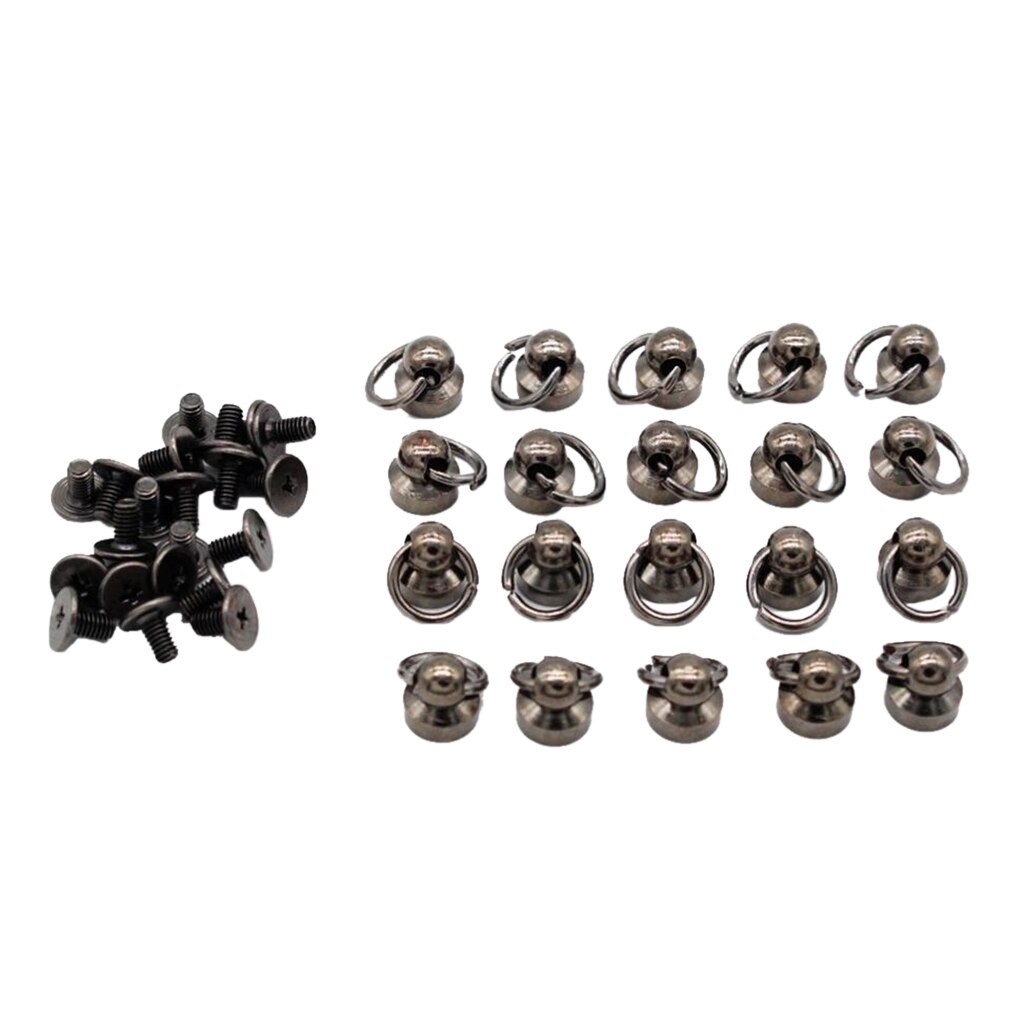 20pcs Brass Rivet Studs Screw Back Round Head O Ring Leather Craft Punk SpotS