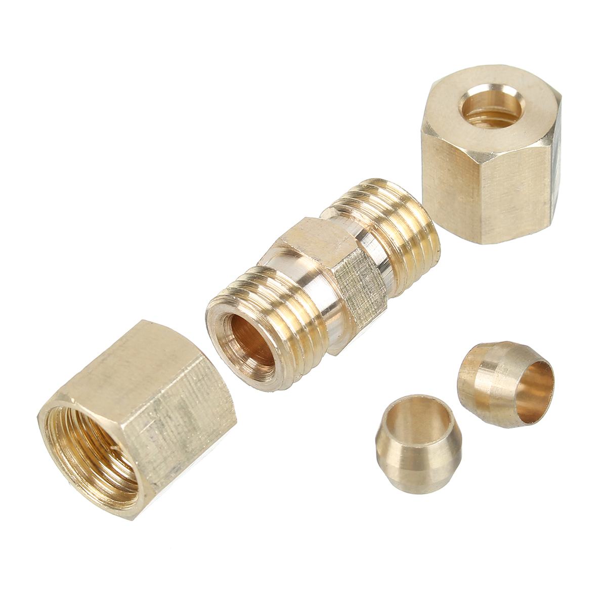 5PCS Brass Straight Reducer Compression Fitting Connector 3/16" OD Tube Hydraulic Brake Lines Union 33 x 10mm