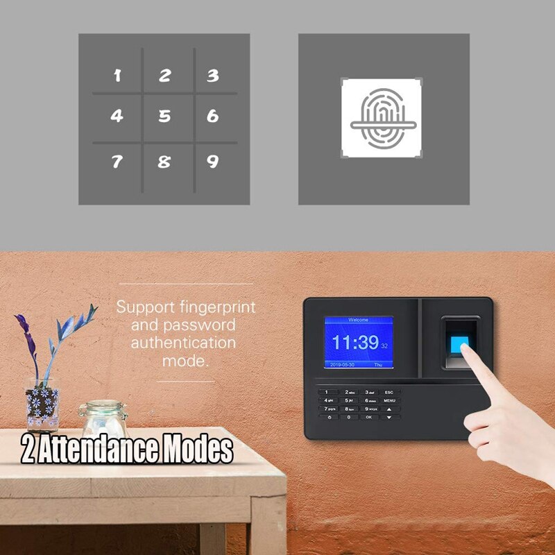 Enchufe de EE. UU., máquina de asistencia H6, Huella Digital biológica inteligente, máquina con contraseña para registrar la asistencia, grabadora de inicio de sesión de empleado