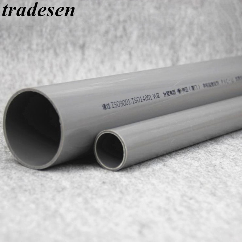 O.D 25~50mm Gray UPVC Pipe Hi Water Supply Pipe Irrigation Fish Tank PVC Pipe Aquarium Drainpipe Water Tube 2pcs 50cm