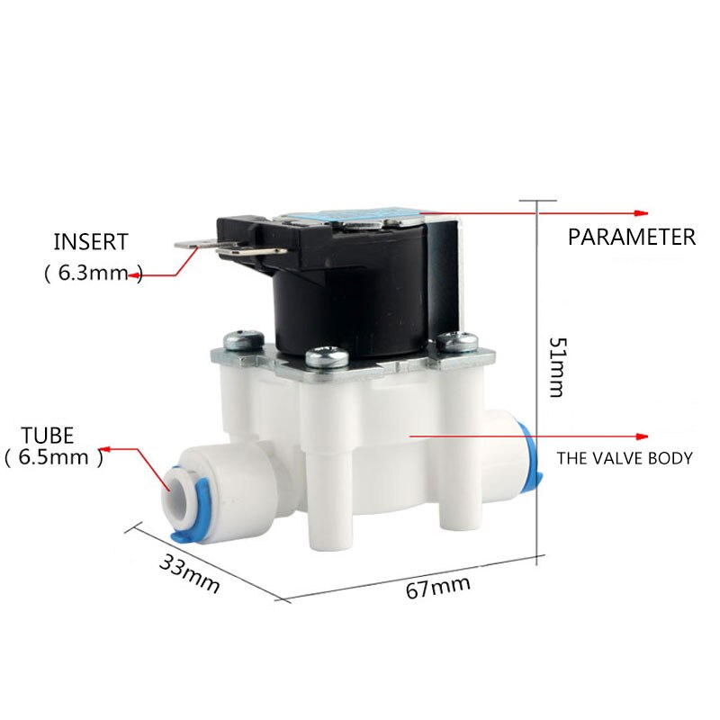 Quick-connect 1/4" DC24V Solenoid Valve RO Water Purifier CNKB-FPD-360L30 Inlet Water Electromagnetic Valve Normally Closed Type