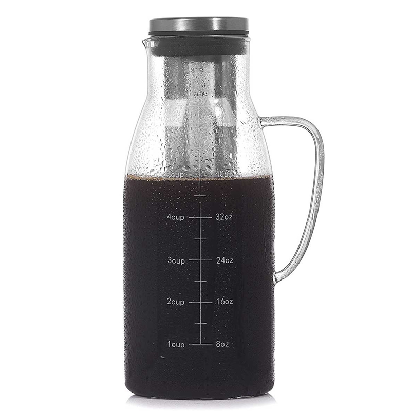 SHGO -Cold Brew Coffee Maker,Iced Tea Pitcher Infuser with Lid&amp;Scale,Dual Use Filter Coffee Pot ,51Oz/1.5L: Default Title
