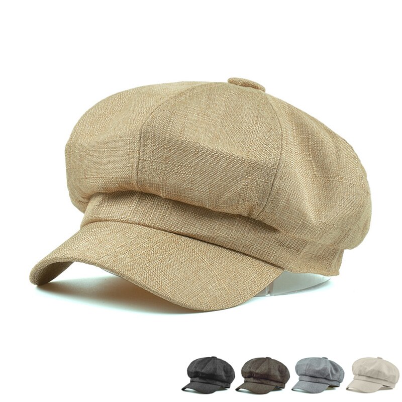 Gorro de algodón estilo británico para hombre, gorra de algodón Ascot, Beckham, color caqui, Estilo Vintage, boina octogonal, primavera y verano
