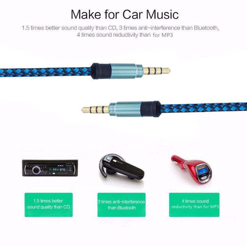 3.5mm Braided Audio Cable 10 Colors Male To Male Nylon Aux Recording Cable Car Audio Cable Multi-Spec Gold-Plated Aux Plug