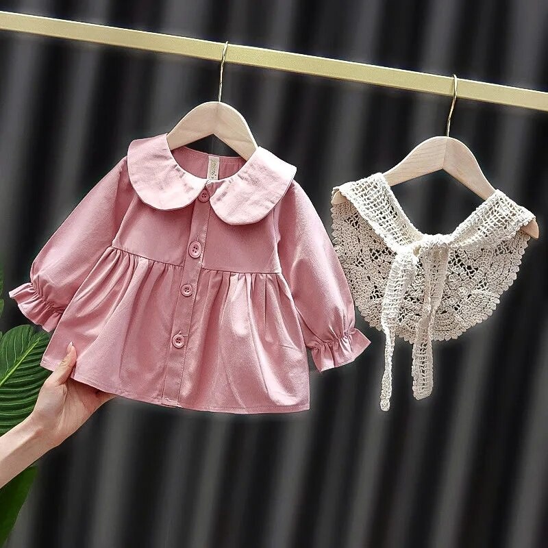 Lente Herfst Koreaanse Kinderen Windjack Kids Meisjes Trenchcoat Bovenkleding Jassen Prinses Jassen Voor Meisjes: Pink / 80cm