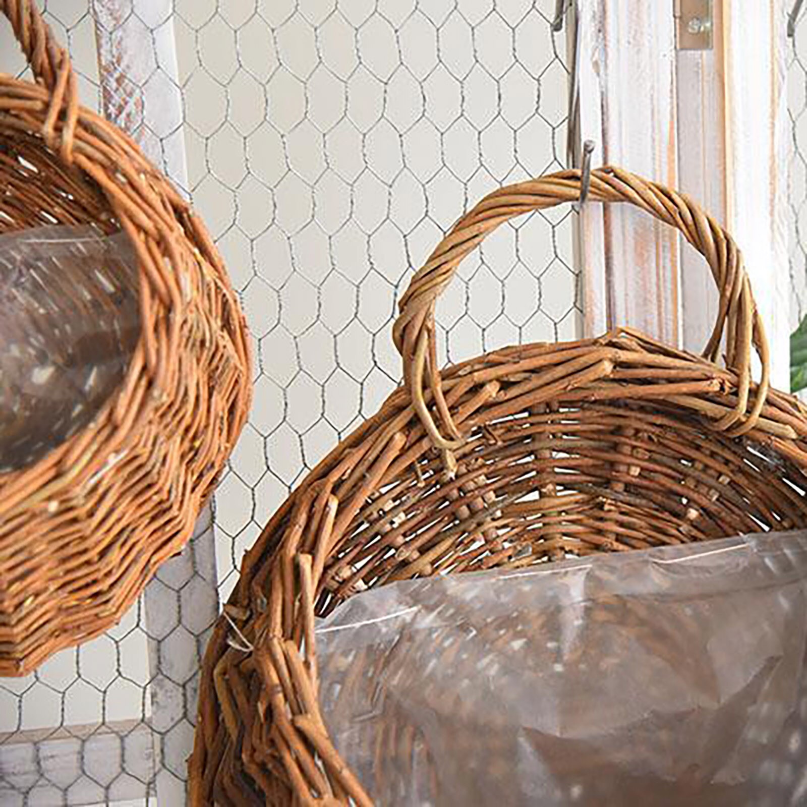 Kitchen Tools Handmade Woven Hanging Basket Storage Basket Flower Pot Hanging Wall Basket Small Object Container