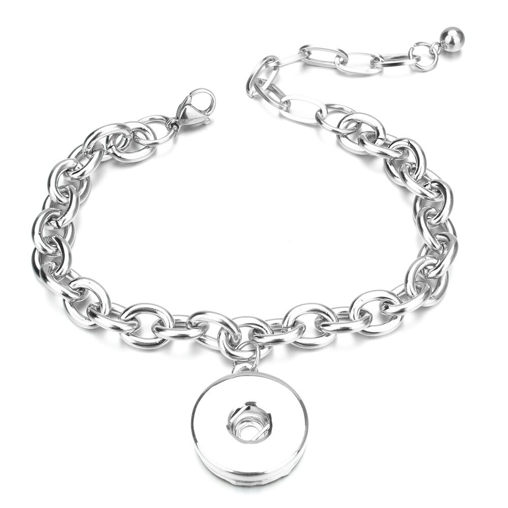 Stainless Steel Bracelet Snap Button Bracelet Bangle for Women Fit 12mm or 18mm Snap Buttons Interchangeable Charm Jewelry