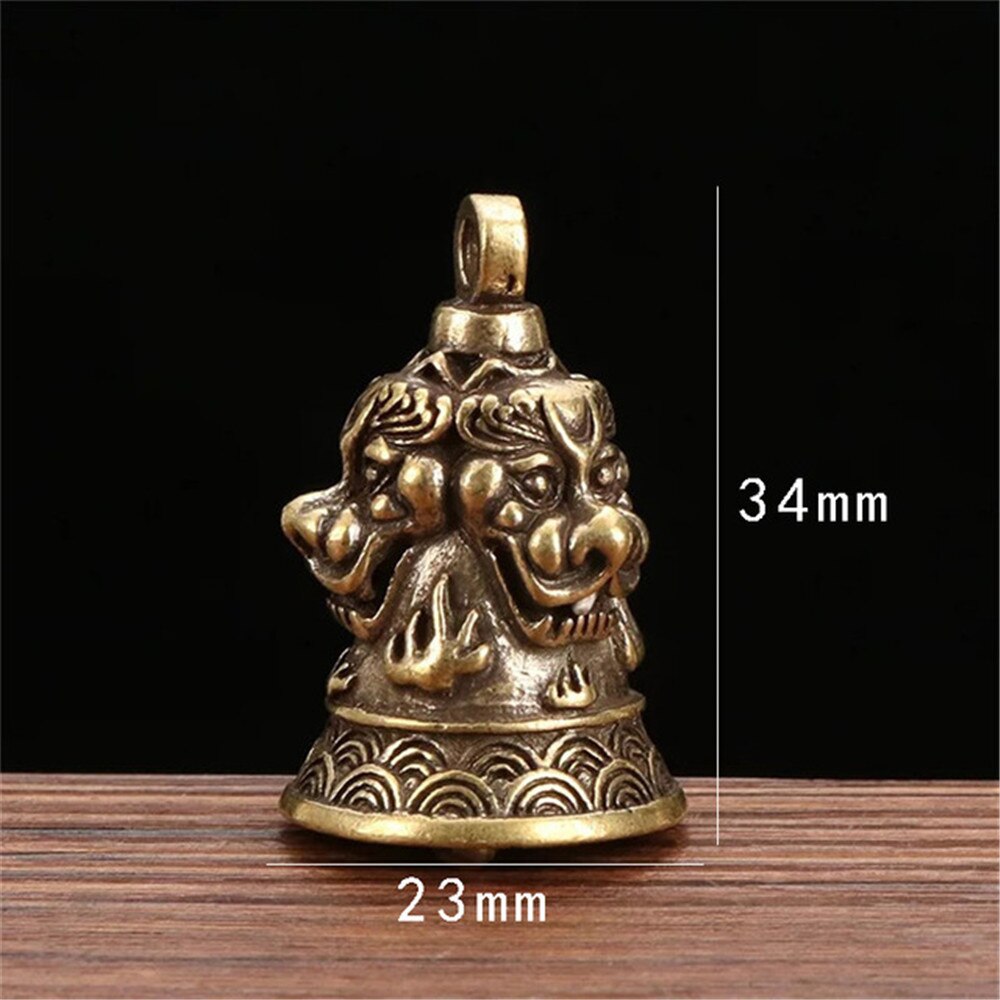 Brass Handicraft Magic Bell Wind Bell Tibetan Bronze Bell Keychain Pendant For Cristmas Home Decoration Pendant Antique Bell: Three Lion Bell