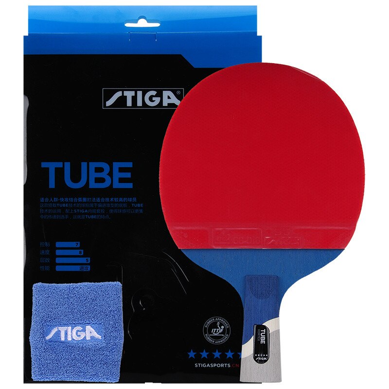 STIGA pro – raquette de tennis de table, 5 étoiles, meilleure , en carbone, avec raquette de ping-pong en caoutchouc, manche court