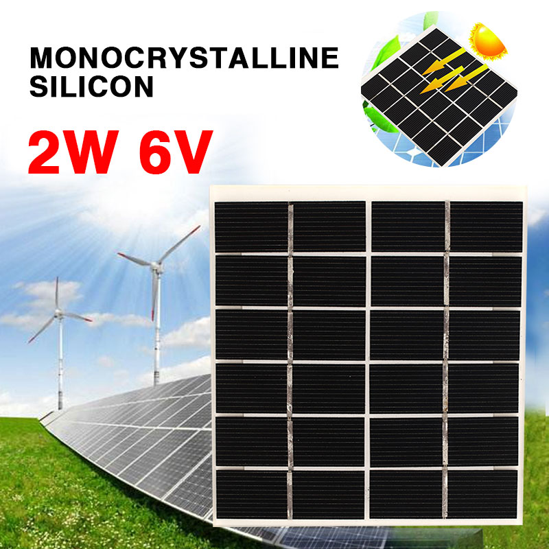 Monokristallijn Silicium Zonne-energie Opladen Zonnepaneel DIY Herbruikbare Apparatuur 6 v 2 w 22% succespercentage voor Smartphone Outdoor