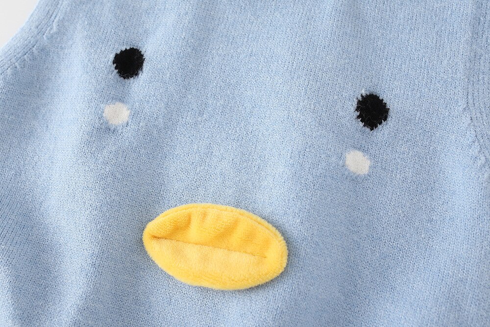 Unisex Baby Cartoon Duck Knitted Vest Kids Sweater Toddler Boy Girl Pullover Child Jacket Fall Clothes Tops