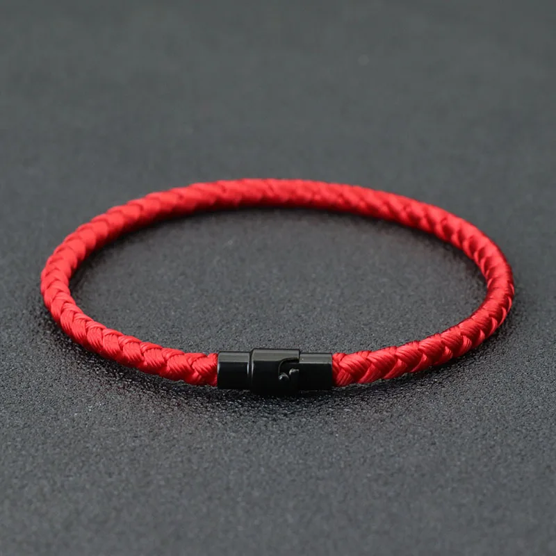 Simple Style Good Luck Red Thread Bracelet For Unisex Grade A 4mm Keel Rope Double Safety Magnetic Buckle Lucky Amulet Braslet: 20.5cm / Hot Stamping