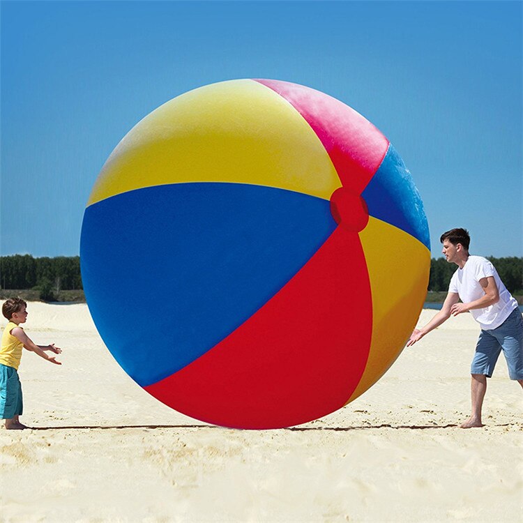 Nyeste 80cm/100cm kæmpe oppustelige badebold stor trefarvet fortykket pvc vand volleyball fodbold udendørs fest børnelegetøj