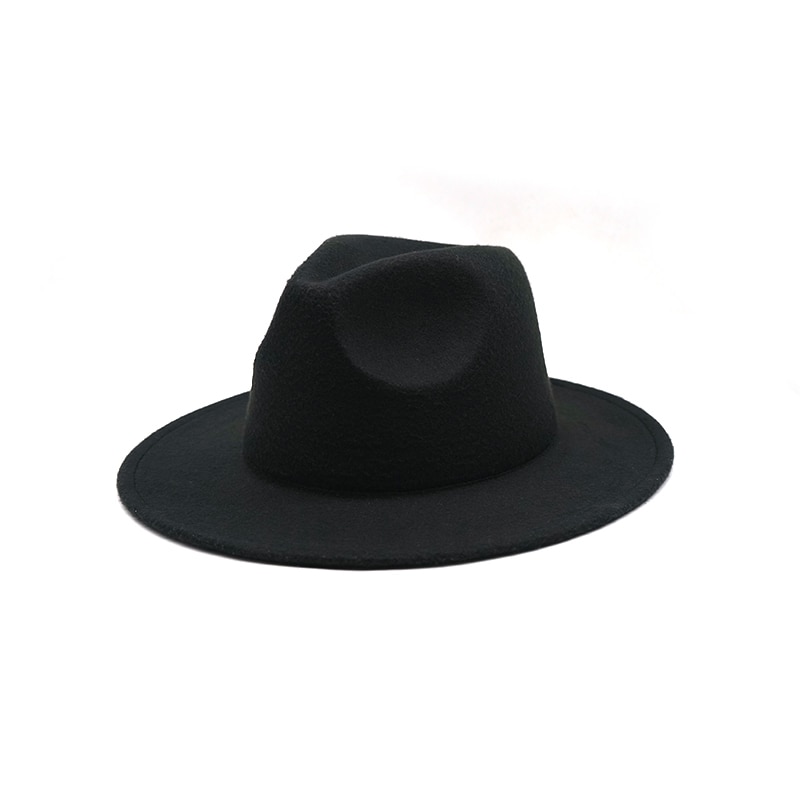 Høst vinter dame filthatt fedoras hatter med stor brem for kvinner britisk stil vintage kirkehatter dame flat brem hvit jazz cap